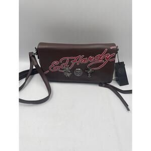 Ed Hardy Fold Over Clutch Crossbody Bag With Removable Strap NEW -FAST Shipping